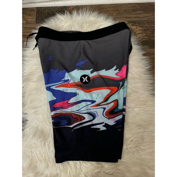 HURLEY Phantom Voodoo Swim Board Shorts Men’s Size‎ 28 Black Pink Aqua - Picture 3 of 11